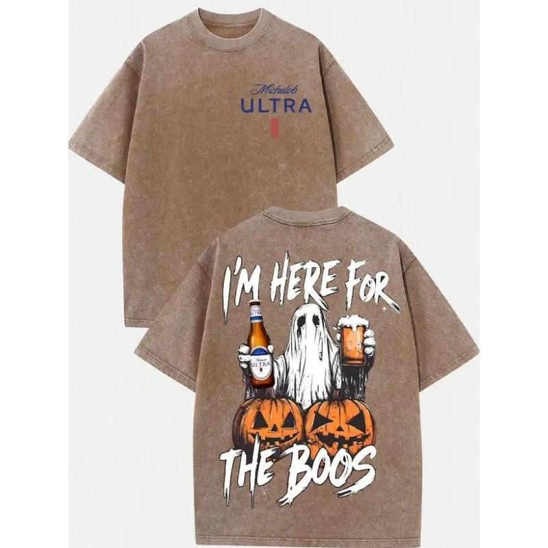 I'm Here for the Boos Halloween Ghost and Pumpkin Graphic Tee