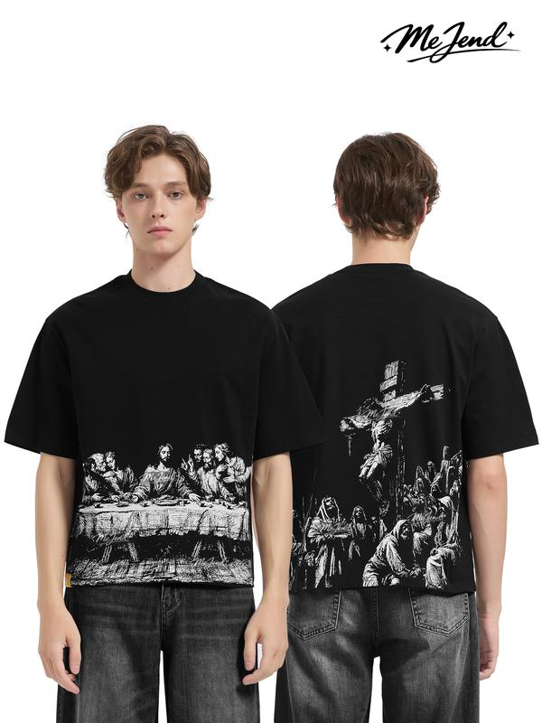 Last Supper and Crucifixion Artwork Front and Back Graphic T-Shirt