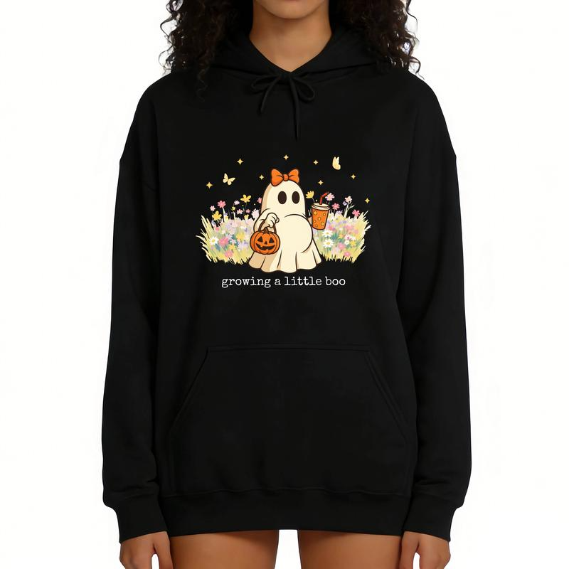 Growing a Little Boo Ghost and Floral Halloween Graphic Apparel