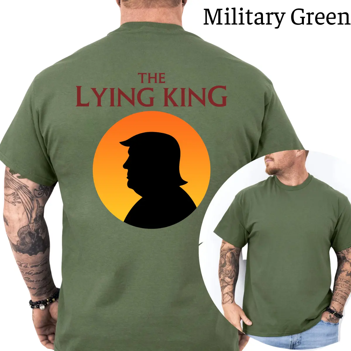 The Lying King Silhouette Graphic T-Shirt with Sunset Circle Back Design