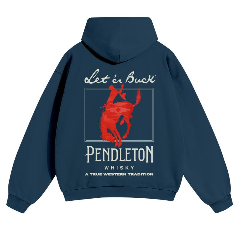 Vintage Western Bucking Horse Whisky Graphic Pullover Hoodie