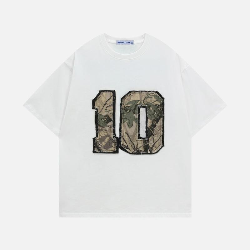 Camo Number 10 Graphic Streetwear Tee with Bold Collegiate Style