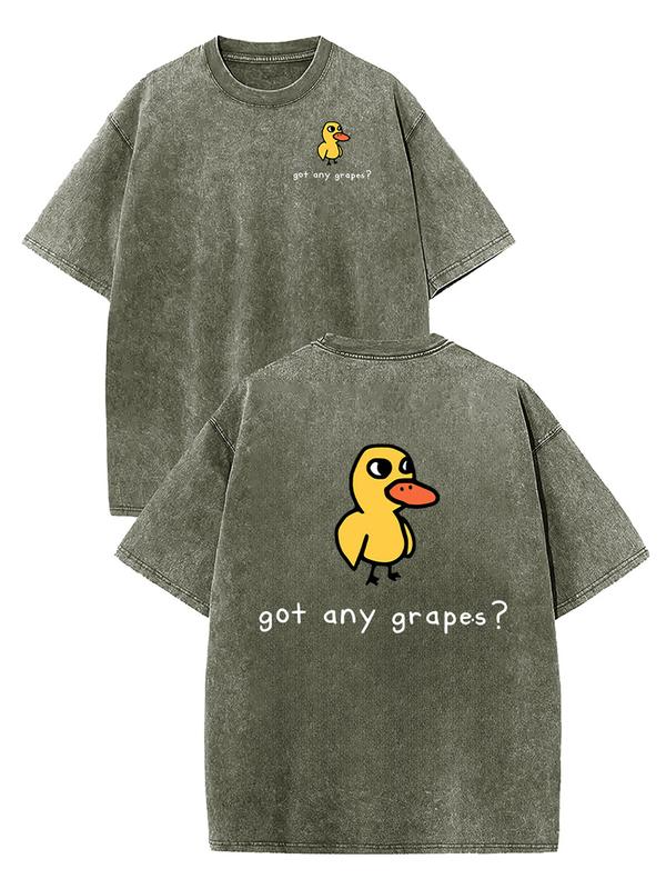 Got Any Grapes Cartoon Duck Graphic Tee with Front and Back Artwork