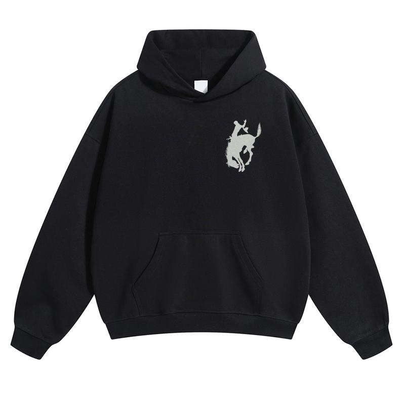 Vintage Western Bucking Horse Whisky Graphic Pullover Hoodie