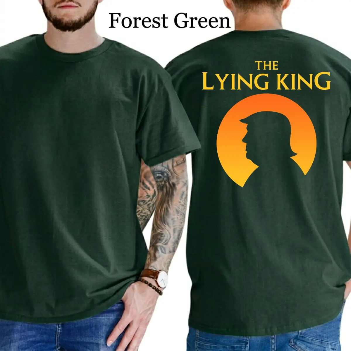 The Lying King Silhouette Graphic T-Shirt with Sunset Circle Back Design