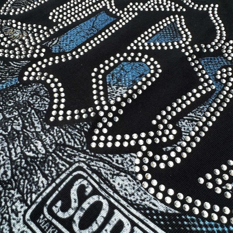 Studded Gothic Angel and Crosses Graphic Oversized Streetwear Tee