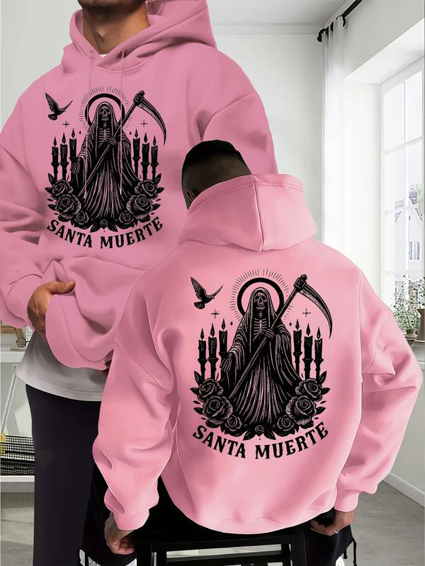 Santa Muerte Grim Reaper Rose and Candle Graphic Hoodie