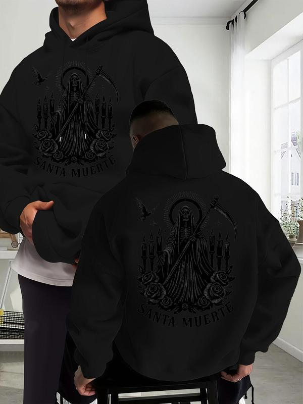 Santa Muerte Grim Reaper Rose and Candle Graphic Hoodie