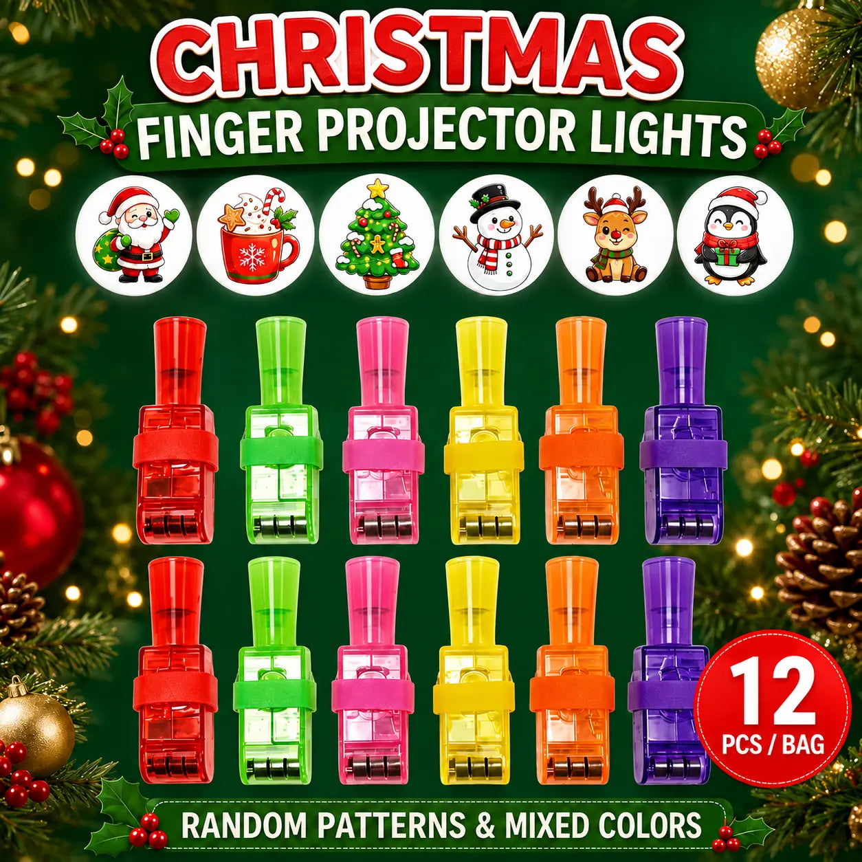 LED Halloween and Christmas Finger Projector Light-Up Rings