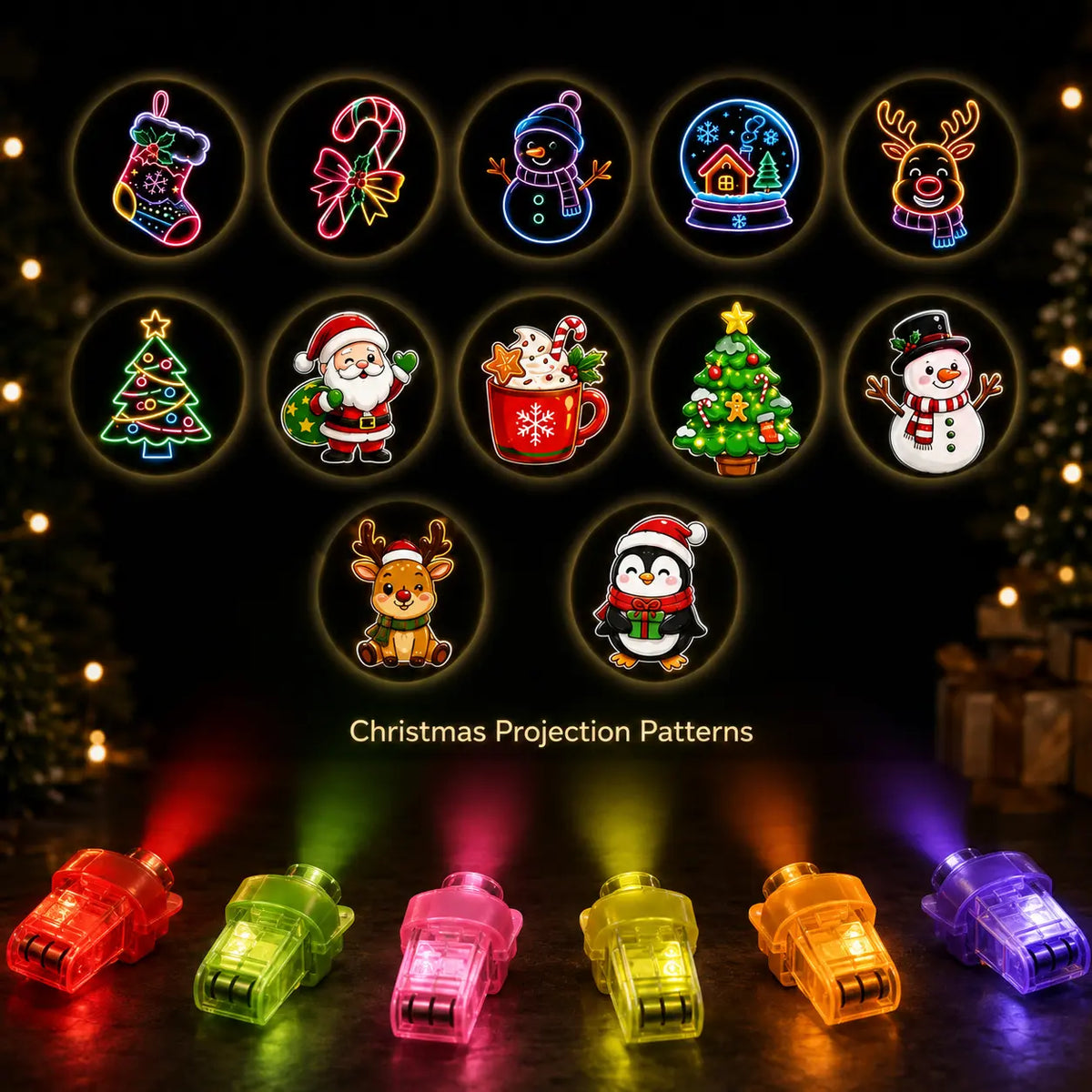 LED Halloween and Christmas Finger Projector Light-Up Rings