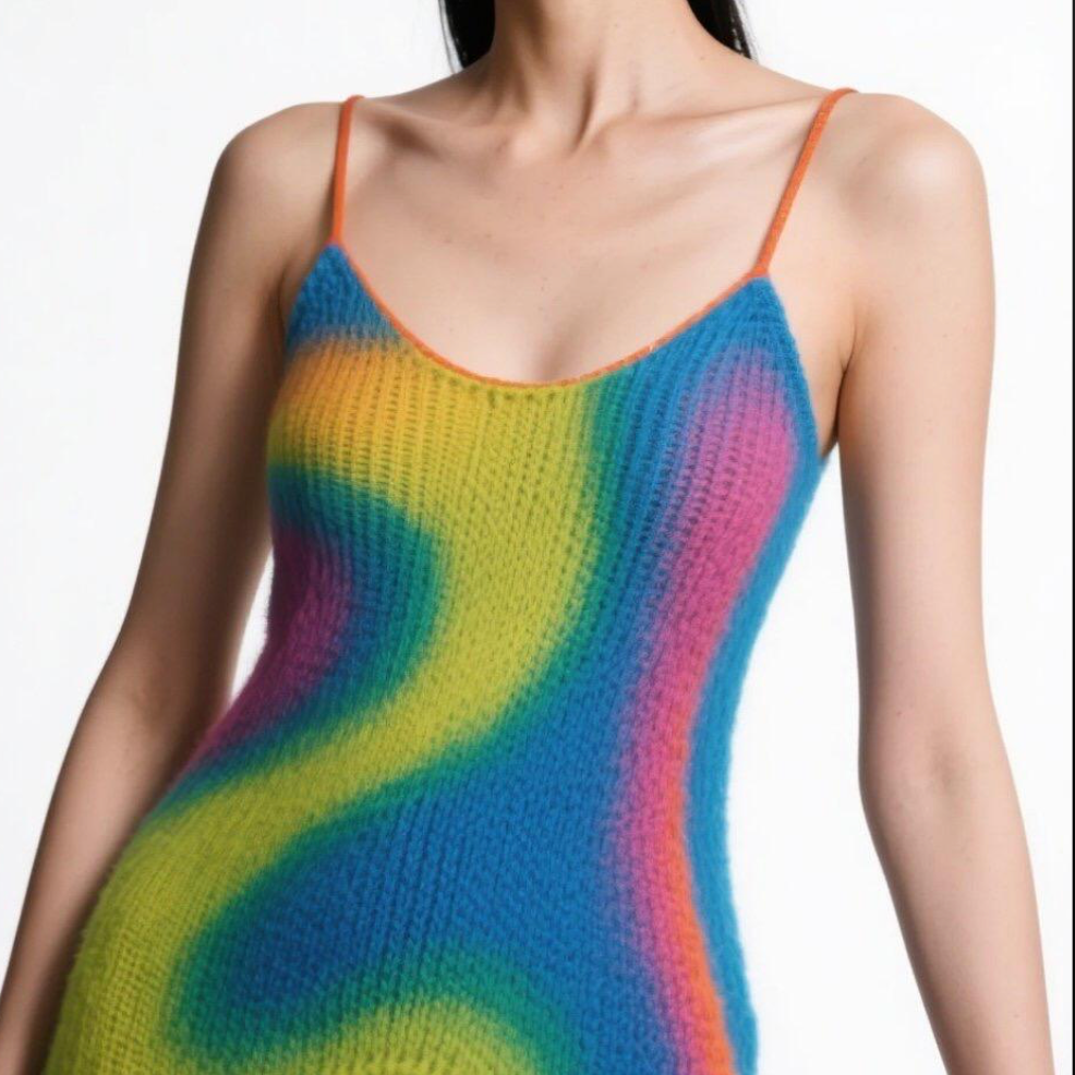 Handmade Colorblock Knit Cutout Cami Top