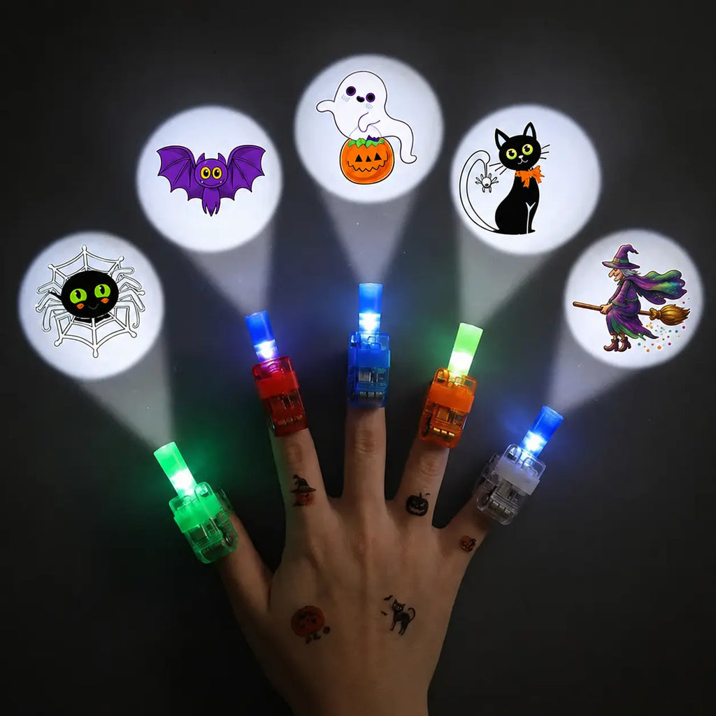 LED Halloween and Christmas Finger Projector Light-Up Rings
