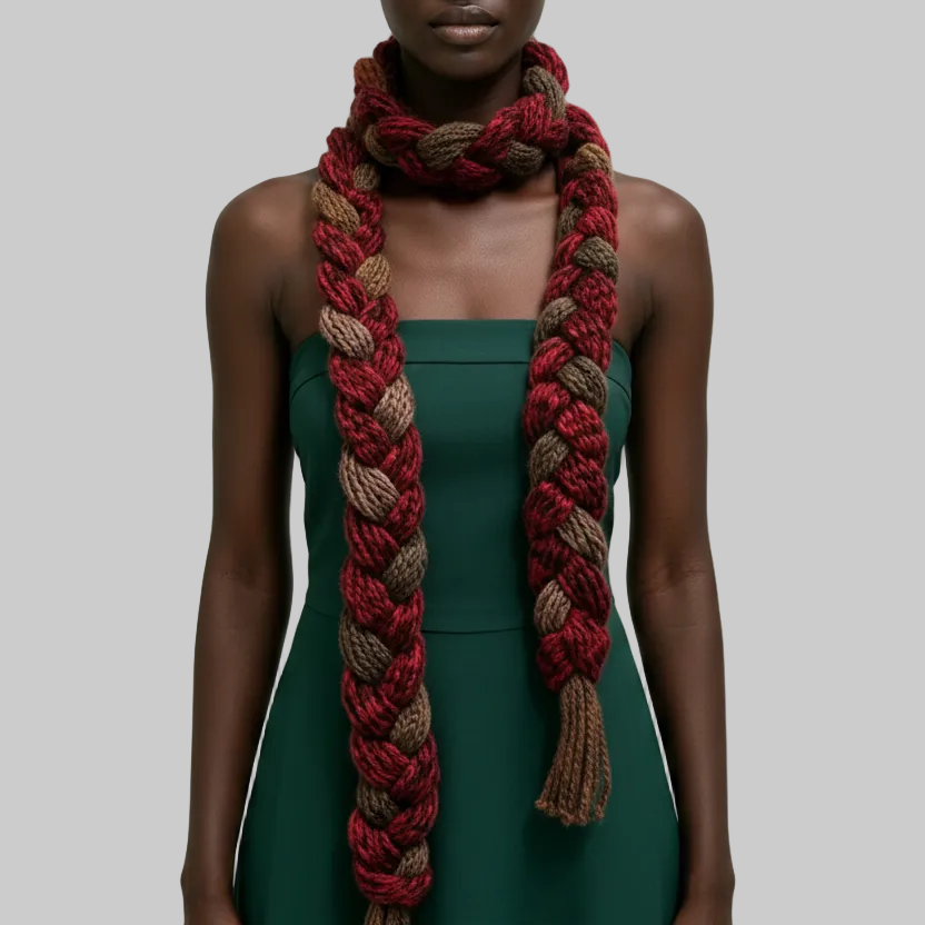Hand-Knit Accessory Collection ｜Chunky Cable Scarf
