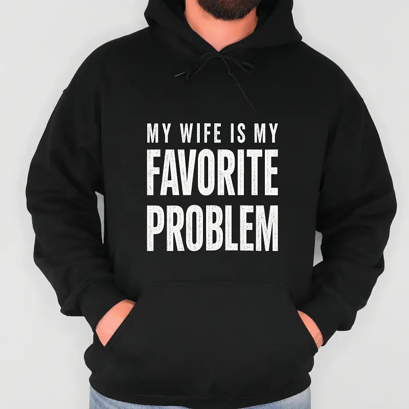 Men's Classic Shortsleeve T-Shirt, Funny 'My Wife Is My Favorite Problem' Graphic Print
