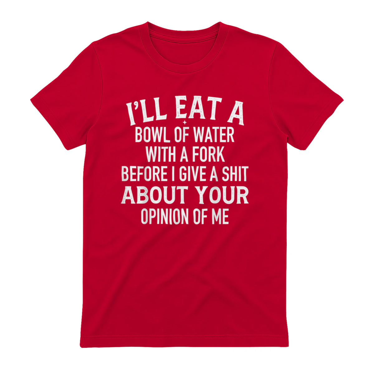 I'LL EAT A BOWL OF WATER WITH A FORK BEFORE I GIVE A SHIT ABOUT YOUR OPINION OF ME - Red