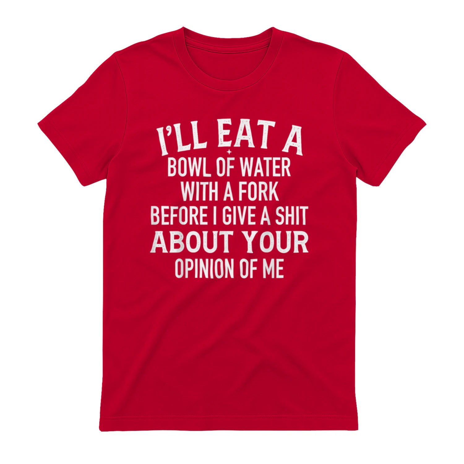 I'LL EAT A BOWL OF WATER WITH A FORK BEFORE I GIVE A SHIT ABOUT YOUR OPINION OF ME - Red